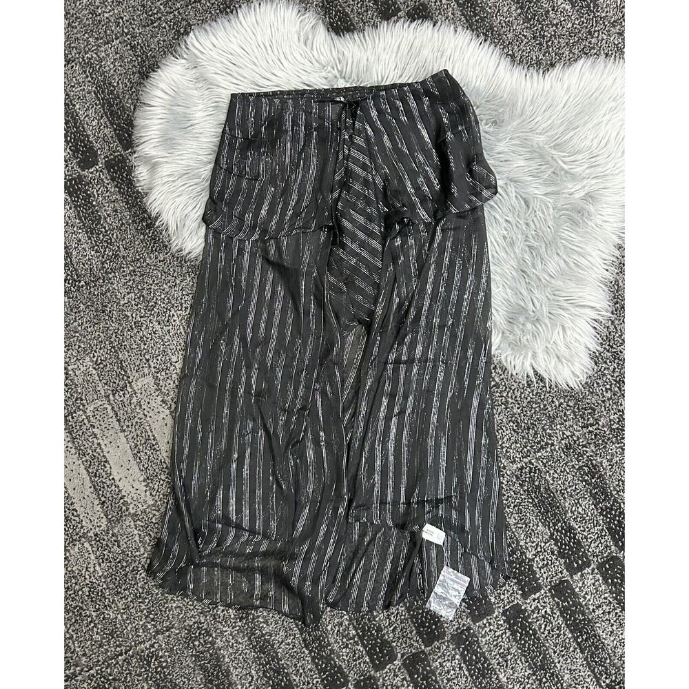 Venus Sheer Skirt Bottom Cover Up Womens Large Black Silver Accent Mesh‎ Slit